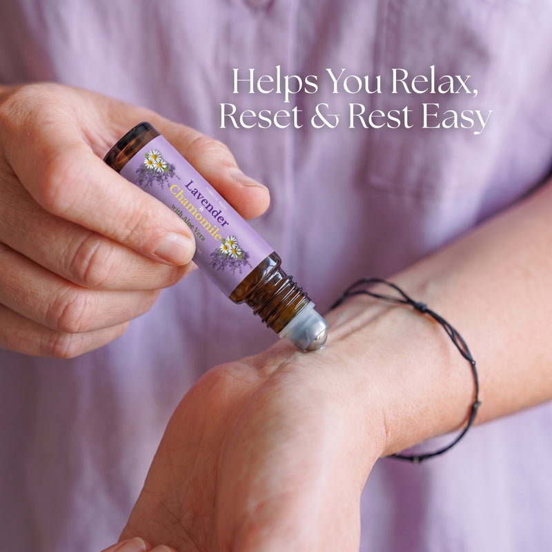 Lavender and Chamomile Essential Oil Roll on with Aloe Vera (Calm, Rest, Sleep)