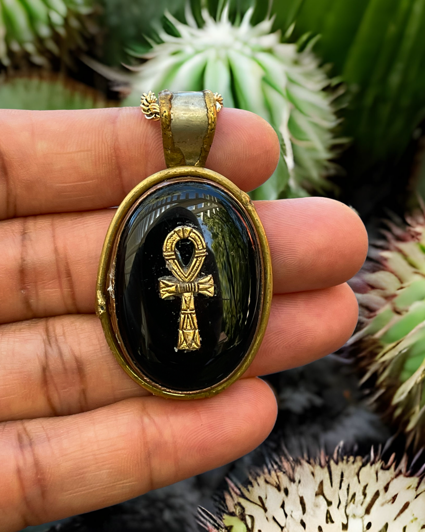 Custom Ankh Obsidian Necklace Symbolic Magic